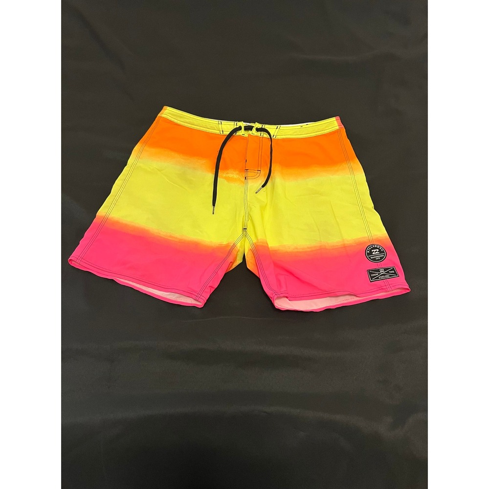 Billabong Platinum X PX3 Board Shorts Mens 36 Neon Orange Yellow Pink Gradient‎